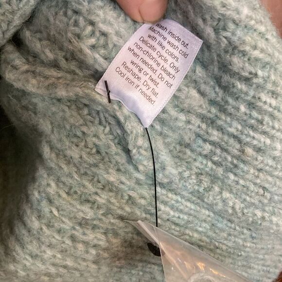 Sonoma NWOT Teal Cable Knit Oversized Recycled Pullover Crewneck Sweater Sz L - Picture 6 of 9